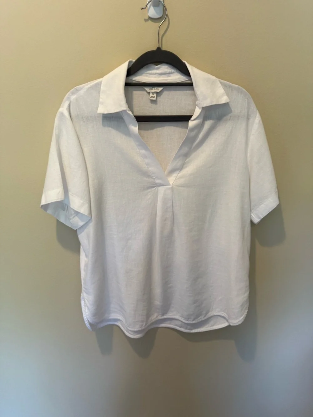 BANANA REPUBLIC WHITE LINEN BLEND RELAXED BUTTON DOWN SHIRT SMALL - Picture 2 of 7